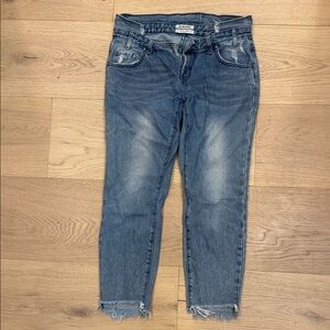 One Teaspoon Blue Distressed Cropped Jeans